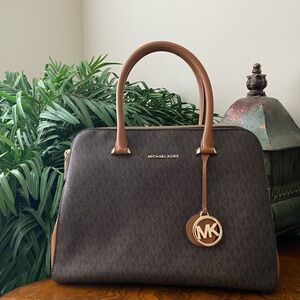 Michael Kors Logo Houston Double Zip Satchel Bag Purse